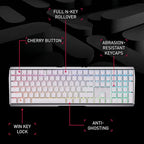 Cherry MX 3.0S Wireless Mechanical Gaming Keyboard. Aluminum Housing Built for Gamers w/MX Brown or Red Switches. RGB Backlit Color Display Over 16m Colors. (White w/MX Red Switches)