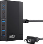 200W USB C Charger Block, 8-in-1 GaN III USB C Charger Fast Charging Station Hub, PD 65W Laptop Charger Adapter Travel Charger, for MacBook Pro/Air/Dell XPS/iPhone 16/15/14/iPad/Galaxy S24 etc.