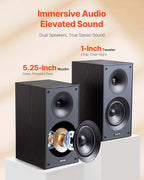 VEVOR Passive Bookshelf Speaker, 300W, Book Shelf Stereo Speakers with 5.25-Inch Woofer and 1-Inch Tweeter, Detachable Grille, 65Hz-20KHz Frequency Response, Wooden Enclosure,for Home Theater (1 Pair)