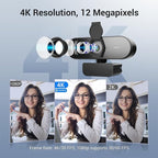 N newline 4K Webcam for PC, PDAF/CDAF Autofocus, 1080P@60FPS, 79° FOV, Auto Light Correction, 2 Noise Reduction Mics, Privacy Cover, USB-A, Streaming Camera for Skype, Teams, Online Meeting, NewEye 62