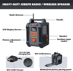Mellif Jobsite Radio Speaker Compatible with Dewalt 20v Max Battery, Enhanced Signal Reception, 100ft Wireless Range, Stereo, IPX54 Waterproof, TWS, AM/FM Presets, 2.0 Battery & 18V AC Power Cord