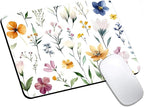 Mouse Pad, Cute Wildflowers Flowers Mouse Pads for Desk, 9.5" x 7.9" Non-Slip Rubber Base Computer Mousepad with Women, Portable Square Design for Wireless Mouse and Pad Laptop Office & Travel