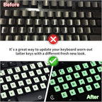 2PCS Pack Universal English Keyboard Stickers Glow in The Dark, Keyboard Letters Stickers for Computer Laptop Notebook Desktop (English-Glow)