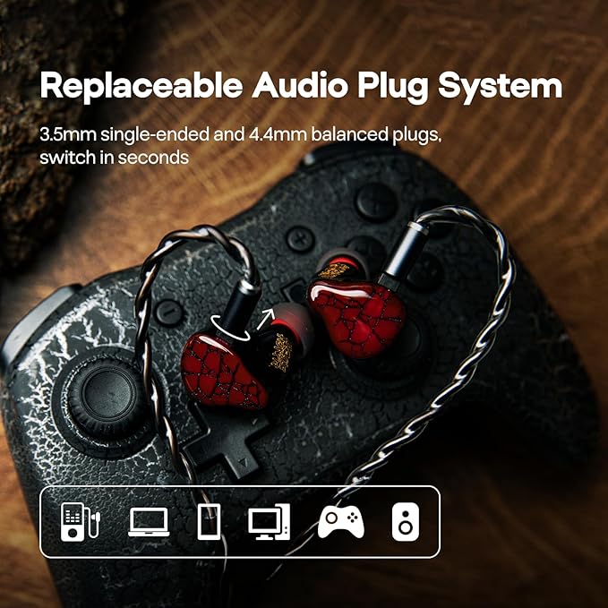 Linsoul Punch Audio Martilo in Ear Monitor, 1 Planar + 2BA + 2DD Hybrid Driver Basshead IEM Earphones, HiFi Wired Earbuds, with Precision Detail for EDM Hip-Hop Monitoring