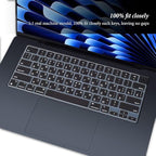 Russian Language Keyboard Cover Skin Compatible for 2025-2022 MacBook Air 15.3 inch A2941 A3114 A3241/MacBook Air 13.6 inch A3113 A2681 A3240 with M4 M3 M2,MacBook Air 2025 Keyboard Protector-Black
