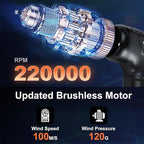 Compressed Air Duster, 220,000RPM Strong Compressed Air, Brushless Canned Air Duster for Computer with LED, 3 Speed Speed Mini Blower Air Blower for Car, Computer, Keyboard