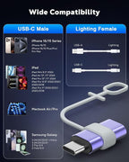 MoKo Lightning to USB C Adapter 2Pack, NOT for Lightning Earbuds/Headphones/OTG, USB-C to Lightning Adapter for iPhone Air 17 16 15 Pro Max Plus,iPad Pro/Air,Galaxy,ONLY for Charging/Data Sync, Blue