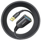 AINOPE 2 Pack USB Extensions Cable High Speed USB 3.0 Extension Cord Type A Male to Female Sturdy Braided Material Fast Data Transfer Compatible with USB Keyboard,Mouse,Flash Drive,Black,16FT+16FT
