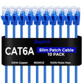 Rapink Cat6a 2ft Ethernet Patch Cables (10 Pack), Slim, Flexible, 10G Support, Gold Plated, Cat6a Ethernet Cable for Patch Panel to Switch, Space Saving, High Density Environments