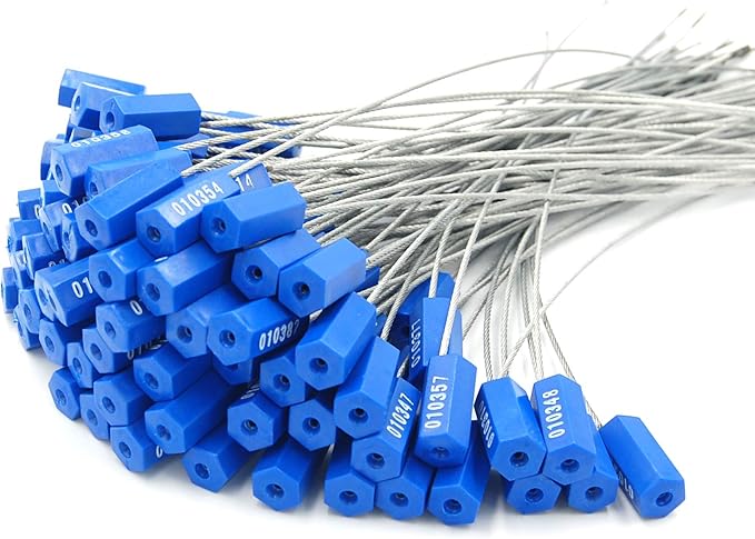 20" Cable Seals Tamper Proof Security Tags Steel Wire Seal Numbered Garden Marking Label Lock Strip Self-Locking Seal Length 50 CM (Pack of 100pcs)