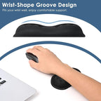 VANKEY 2 Pack Mouse Wrist Rest, Ergonomic Desk Wrist Pad for Mouse, Comfortable Computer Mouse Wrist Support with Memory Foam Fillings, Non-Slip Base (Black)