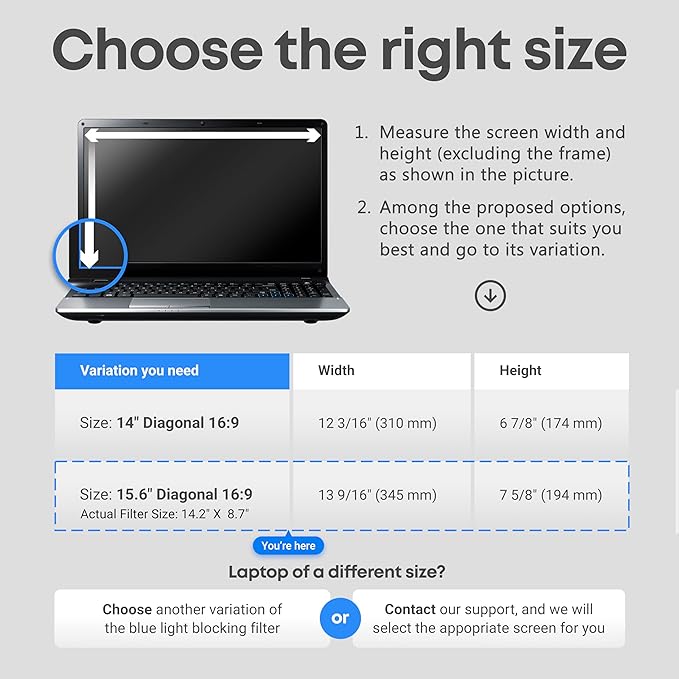 VINTEZ Blue Light Screen Protector for 15.6 Inch Computer Monitor and Laptop – Anti-UV Blue Light Blocking Film for Desktop PC, Eye Protection Filter, 14.2" x 8.7", 2 Pack