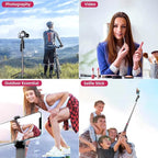WOVTE 71" Selfie Stick with 2 Lights, Extendable Stand for iPhone, Selfie Stick with Remote, Portable Phone Tripod for Cell Phone Compatible with iPhone/Android, Camera & GoPro