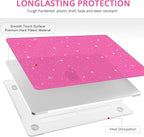 Anban Compatible with MacBook Pro 13 inch Case M2 M1 2025-2016 A2338 A2251 A2289 A2159 A1989 A1706 A1708, Plastic Hard Shell+Keyboard Cover+Screen Skin for MacBook Pro 13.3 inch Case, Shiny Hot Pink
