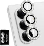 for Samsung Galaxy Z Fold 7 Camera Lens Protector, Individual Metal Ring Tempered Glass Lens Cover, [Strong Adsorption] Scratch Resistant Ultra-Thin HD Clear Lens Cover, 1 Set-Slivery Diamond