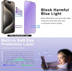 2 Pack Anti Blue Light Matte Screen Protector for iPhone 16 Pro Max 6.9-Inch Auto Dust Removal, No Bubbles, Tempered Glass Film, Easy Installation