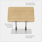 Branch Adjustable Laptop Stand - Elevate Ergonomics & Reduce Strain, Laptop Riser Customizable Height & Angle, Portable & Robust Design for Home or Office, Secure Silicon Grips - Woodgrain