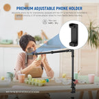 NEEWER 45.5" Overhead Camera Desk Stand, Aluminum 4 Section Magic Mic Boom Arm with C Clamp Mount Phone Holder, for Webcam LED Light Microphone Streaming Zoom Video Recording, Max Load 4.41lb, DS023