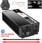 Xijia 2000W Pure sine Wave Power Inverter (Peak Power 4000W) dc 12v to 110v/120V ac 60HZ LCD-Display Bluetooth Remote Control,2 AC Outlets for RV, Camping, Boat,Outdoor