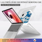 CISSOOK Wave Case for MacBook Air 13 inch Case 2021 2020 2019 2018 Release, Ocean Hard Shell Cover for MacBook Air 13'' with Touch ID A2337 M1 A2179 A1932 Model with Keyboard Cover + Screen Protector