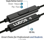 LUDOS Clamor Wired Earbuds in-Ear Headphones, 5 Years Warranty, Earphones with Microphone, Noise Isolating Ear Buds, Memory Foam for iPhone, Samsung, School Students, Kids, Women, Small Ears - Brown