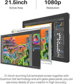 HUION Kamvas 22 Plus QLED Drawing Tablet with Full-Laminated Screen USB-C Connection 140% sRGB Tilt, 21.5 inch Graphics Art Tablet for Artist & Designer, Work with Mac, Windows, Linux & Android Black