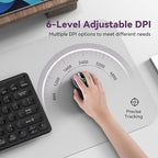 Bluetooth Mouse (BT5.0/3.0 & 2.4G) Rechargeable Wireless Mouse, 4800 DPI Optical Tracking, 6 Adjustable DPI, 2.4GHz with USB A Receiver, Quiet Clicks, Ergonomic Grips, 6 Buttons - Purple