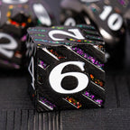 Metal Dice Set DND,Metallic Glitter Stripes D&D Dice Set,7 PCS Polyhedral Dice Set with Gift Case for Dungeons and Dragons Tabletop Game(Black Nickel Bicolor)