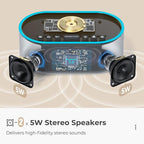 uscce Alarm Clock Bluetooth FM Radio: 10W Stereo Sound Speaker - Fast Wireless Charging for iPhone Samsung - Dimmable Clock Radio for Bedroom
