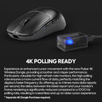 Pulsar Gaming Gears X2H mini Wireless Gaming Mouse, Ultra Lightweight 1.83 oz (52 g), Symmetrical, Optical Switch, 2.4 Ghz 1 ms, 26000 DPI, PAW3395 Sensor (Mini, Wireless, Black)