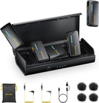 7RYMS iRay DW40 4-Channel Wireless Microphone for Cameras, Camcorders, iPhones, Android Phones, Wireless Lavalier Microphone -Noise Canceling, 656ft Range, 12.5H Working, Lav Mic for Video Recording