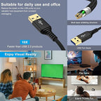 USB Extension Cable 10FT, 2 Pack High Speed USB3.0 Extension Cord Type A Male to Female USB Extender Cable 5Gbps Fast Data Transfer Extender Cord for Keyboard,Webcam,Flash Drive,Printer,Camera,Headset