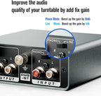 Bluetooth Phono Turntable Preamp, Phonograph Preamplifier with RCA Input, RCA/Bluetooth Output, Phono Preamp for Vinyl Record Player with Phono and Line Level Output Switch Audio Receiver