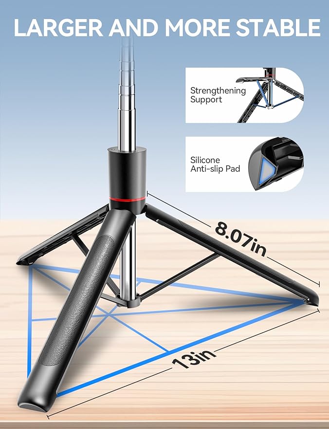 Takerers 67" Cell Phone Tripod Stand & Selfie Stick with Wireless Remote, All in One Multifunctional Selfie Stick Tripod for iPhone Android Action Camera GoPro Insta360 DJI OSMO Pocket 3 Accessories