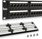 Patch Panel 48 Port Cat6【EC Listed】 2U Network Patch Panel Rackmount Punch Down19 inch RJ45 for 10 Gigabit Network,110 or Krone Impact Tools Compatible Without Cable Management(Cat6)