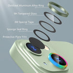 AGVEE 3+3 6 Pack for iPhone 15 6.1" / 15 Plus 6.7" Camera Lens Cover Protector, Metal Ring 9H Tempered HD Glass Camera Cover Protector Film, Green