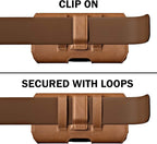 DeBin Case for Large iPhone Plus, Pro Max Cell Phones, Samsung Galaxy S24+ Plus 5G to S10+ Plus Smartphones – Cellphone Belt Holder Clip Holster Carry Pouch Man Women (Fits Phone with Case on) Brown