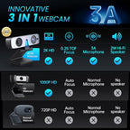 ROCWARE RC08 2K Webcam with Speaker, Webcam for PC, HD Web Cam with Noise Reduction Mic/Harman Speaker/4X Eptz/Privacy Cover/0.2S Auto-Focus/Low Illumination, Computer Camera for Zoom/Teams/Meeting