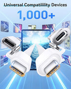 SHEZI 4-in-1 USB C Cable Compatible with Lightning Cable 240W Fast Charging & Data Transfer, Support to CarPlay & Android Auto, 5FT Multi Cords Charger for iPhone/iPad/Samsung/MacBook, White