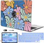 for MacBook Pro 13 inch Case 2022 2021-2016 Release A2338 M2/M1 A2251 A2289 A2159 A1989 A1706 Touch Bar, Pattern Plastic Hard Shell & Keyboard Cover & Screen Film, Colorful Flowers Black