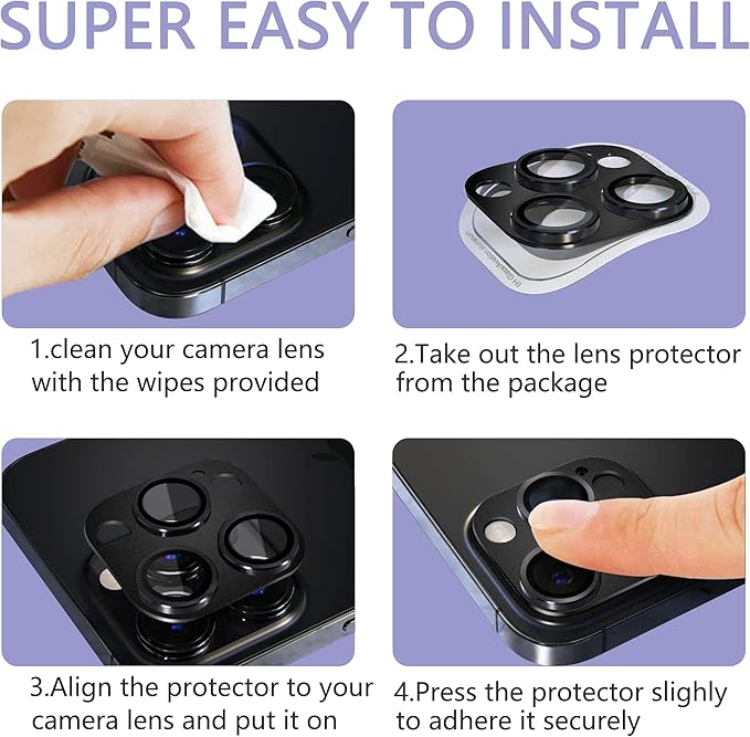 2 Pack Camera Lens Protector for iPhone 15 Pro/iPhone 15 Pro Max,[Not Easy to Breakn ] AR Tempered Glass Strong Adsorption Metal Camera Cover Screen-Inky blue