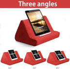 Soft Tablet Stand Pillow with Pocket,Adjustable 3 Viewing Angle,Lazy Holder for Bed Sofa,Compatible with iPads Tablets eReaders Smartphones Books Magazines (Wine Red)