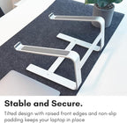 Macally Aluminum Laptop Stand for Desk - Works with All MacBook/Pro/Air & Laptops Between 10” to 17.3” - Sleek and Sturdy Laptop Riser - (ASTAND), Silver Aluminum