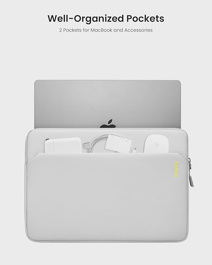 tomtoc Slim Laptop Sleeve for 14-inch MacBook Pro M4/M3/M2/M1 Pro/Max 2024-2021, Water-Resistant Protective Case for 13.8 Inch Surface Laptop AI PC, Accessory Bag