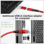 Kuject Link Cable 20FT Compatible for Quest 3S/3, Quest 2/Pro, Pico 4, Nylon Braided Accessories for Rift S/Steam VR Games, USB 3.0 Type C to C High Speed Data Transfer Cord for Gaming PC, Red