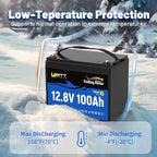 12V 100Ah TMBT LiFePO4 Lithium Battery with Smart Bluetooth, Group 24,Uilt-in 120A BMS, Automatically Cuts and Recovery, IP67, Deep Cycle Perfect for Trolling Motors Marine Boat RVs
