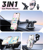 TORRAS Pink Phone Holders for Your Car【True Military-Grade & Strongest Suction】, Universal Car Phone Holder Mount Truck Cradle Stand for Dashboard Windshield Vent, Pink Car Accessories