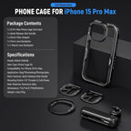 NEEWER 15 Pro Cage [2nd Gen], Video Rig Phone Stabilizer with Quick Release Side Handle, 67mm Filter Adapter, 17mm Lens Backplate, T Mount Lens Adapter Compatible with Moment, PA043+PA045B