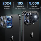Uyiton Compatible with iPhone 16 Pro/iPhone 16 Pro Max Camera Lens Protector - [Not Easy to Break][Strong Adsorption][Case-Friendly] Metal Tempered Glass Rear Camera Screen Cover - Glitter Black