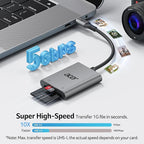 Acer SD Card Reader USB C, Dual Slots Type C to Memory Card Reader, Aluminum Micro SD Card Camera Adapter for MicroSD, SDHC, SDXC, Compatible with iPhone16/15, MacBook, iPad Pro, Android, Laptop